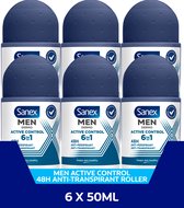 Bol.com Sanex Men Active Control Deodorant Anti-Transpirant Roller 6 x 50ml - Voordeelverpakking aanbieding