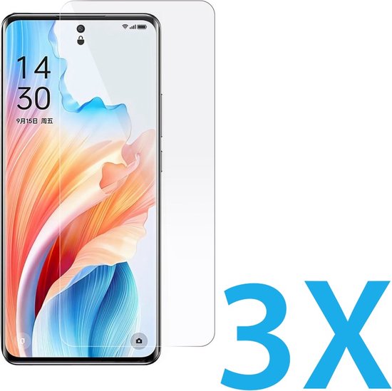Plaque de verre Convient pour : Oppo A79 5G / A98 5G - 3x Protecteur d'écran - protecteur d'écran - verre - protéger - verre de protection