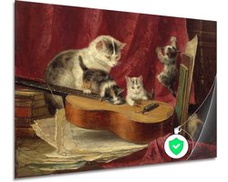 Muziek maken - Henriëtte Ronner-Knip muurdecoratie - Katten wanddecoratie - Poster Oude meesters - Wanddecoratie klassiek - Posters slaapkamer - Kantoor decoratie poster 120x80 cm