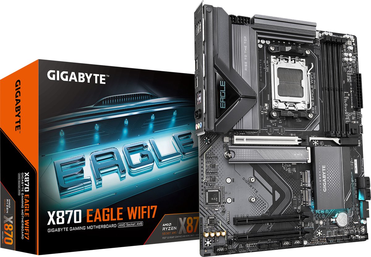GIGABYTE X870 EAGLE WIFI7 moederbord RAID, 2.5 Gb-LAN, WLAN, BT, Sound, ATX