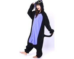 Spooky Kat Onesie Pak Kostuum Outfit Huispak Jumpsuit Verkleedpak - Premium Verkleedkleding - Halloween & Carnaval - SAZAC - Kinderen & Volwassenen - Maat XL voor Lichaamslengte (175-195 cm)