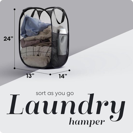 Relaxdays opvouwbare wasmand, 36 liter, handvatten, ruimtebesparend, rechthoekig, plastic mand, heupwasmand, groen/wit