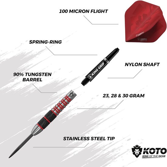 Kingbomb Black & Red 90% Tungsten Darts - Dartpijlen van KOTO van KOTO — afbeelding 3