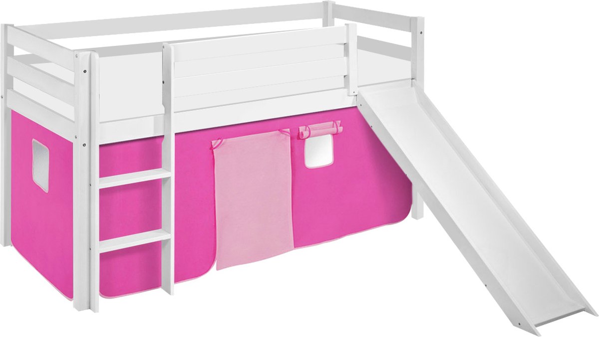 Halfhoogslaper Roze met tent en glijbaan