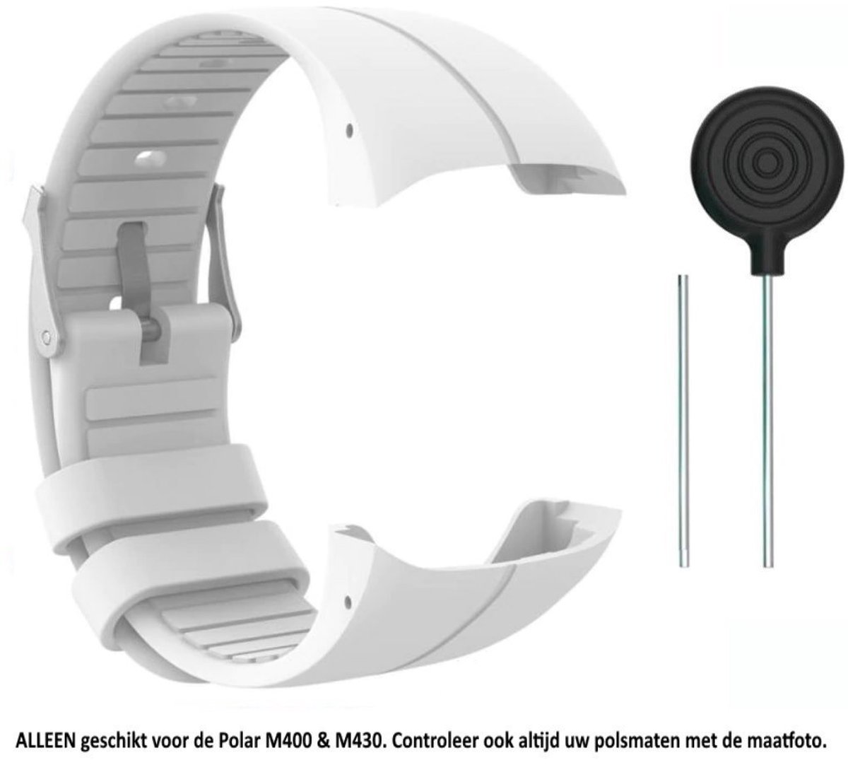Wit siliconen horlogebandje geschikt voor de Polar M400 en M430 - Maat: zie maatfoto - horlogeband - polsband - strap - siliconen - rubber - white