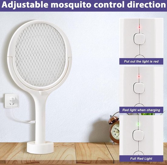 Elektrische vliegenmepper, roterende kop, 3 in 1, insectenvanger