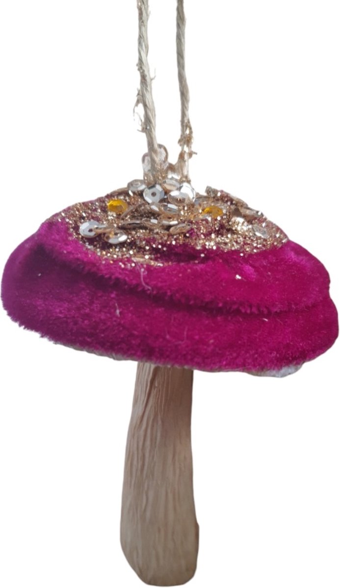House of Seasons Hanger paddenstoel Fuschia , 6 STUKS , H11xD7cm