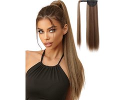 SassyGoods Wrap Around Ponytail Extensions Synthetisch Haar Extensions Paardenstaart Extension Haarstukje Haarstuk - As Bruin - 45 cm