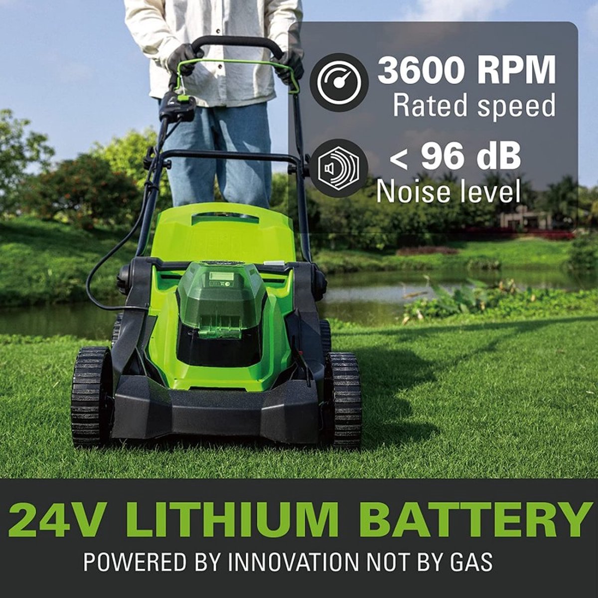 Greenworks G24X2LM41 48V (2x24V) Tondeuse sans fil - avec 2x batteries 2 Ah et chargeur
