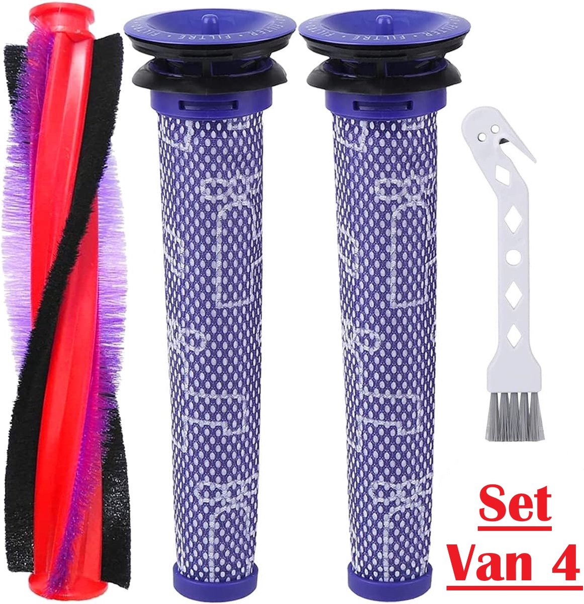 Dyson vervangende roller borstel bar en filter geschikt voor Dyson V6 dier pluizige DC59 DC62 SV03 SV07 stofzuiger (185mm/7,3 inch)