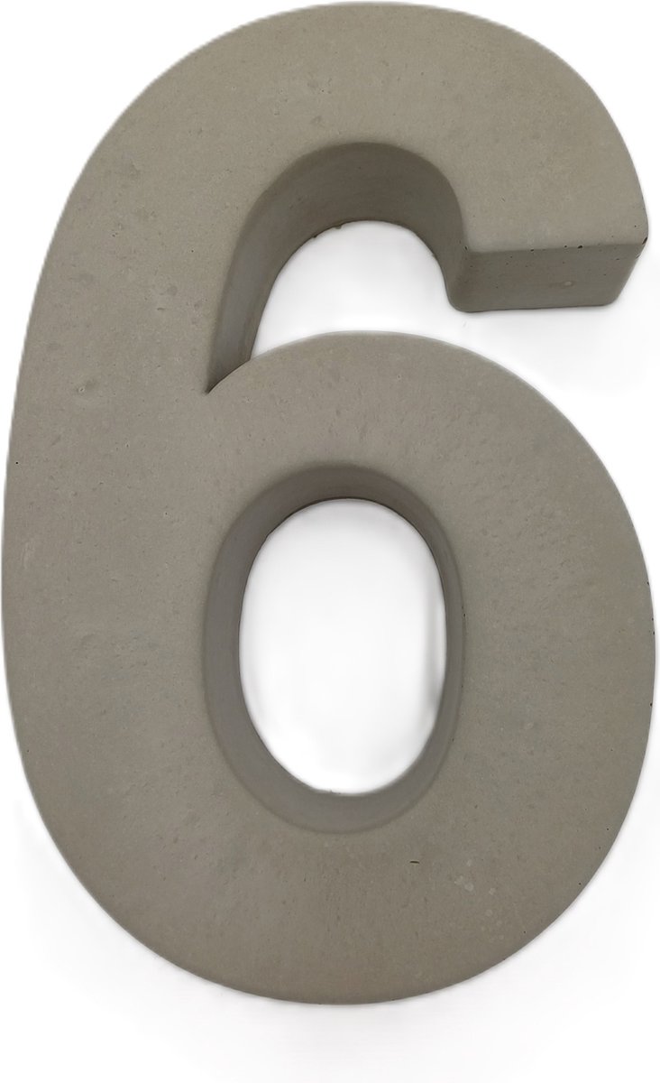 Betonnen huisnummer 20cm hoog cijfer 6