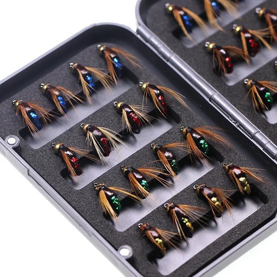 WiseGoods Premium Vliegvissen Kit Met Haakjes - Visspullen - Vis Accessoires - Kunstaas Vliegen - Vissen 9mm Haak - Cadeau - 4stk — afbeelding 3