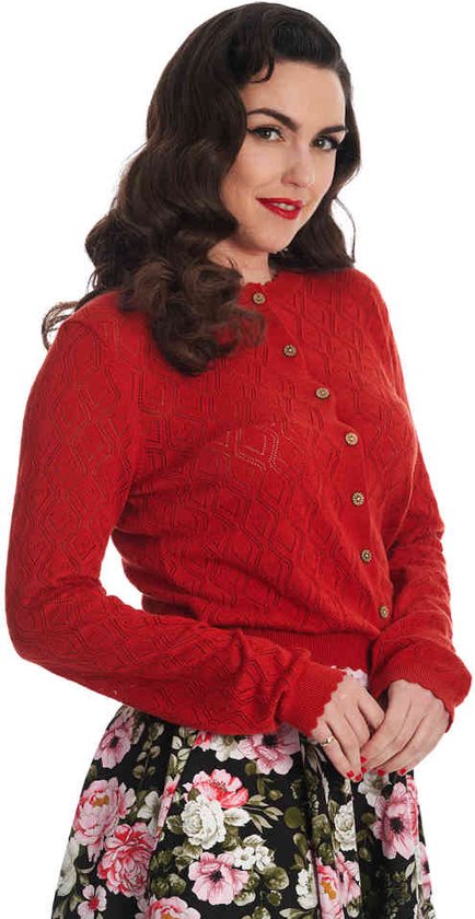 Banned - Cardigan à Charm coeurs - S - Rouge