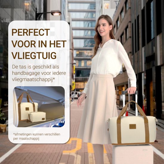 Sac de voyage Kono - Extensible jusqu'à 40 L - Avec pochette Smart pour valise - Imperméable et durable - Beige Marron