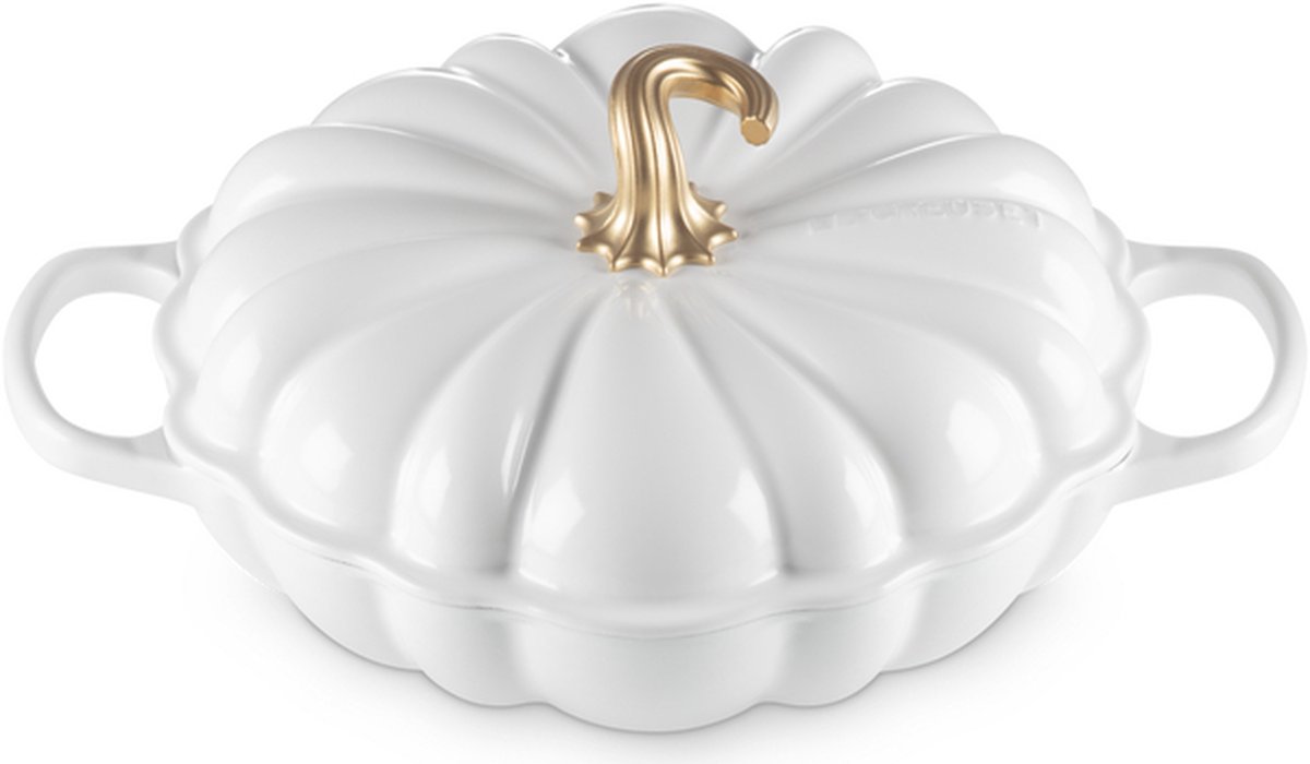 Le Creuset - Braadpan - Campagnard 28 cm - "Pompoen" - in Geëmailleerd Gietijzer - Wit