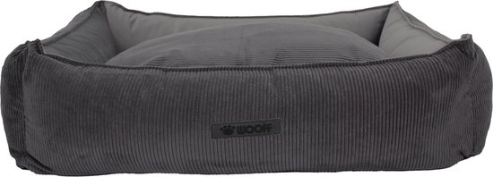 Wooff Cocoon Rib Velours Antraciet - Hondenmand - 90x70x22 cm