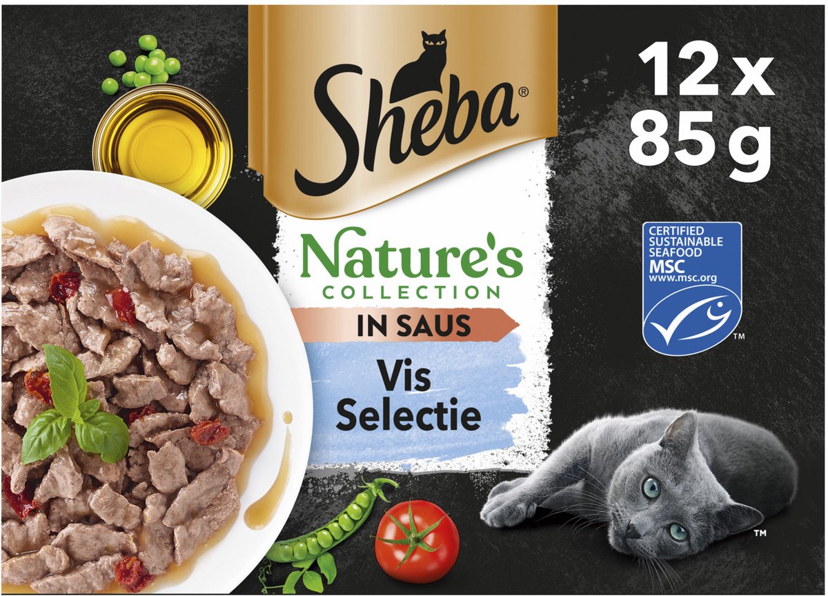 Sheba Sheba Nature's Collection Kattenvoer Natvoer Vis Selectie in Saus Maaltijdzakjes - 12 x 85 gr