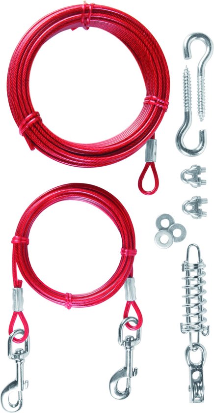 Trixie Vastlegspiraal Met Looplijn - Hondenriemaccessoire - 15 m Rood