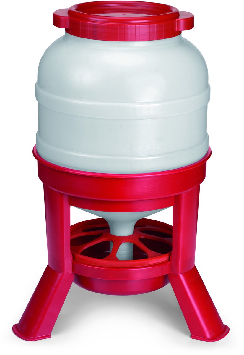 Gaun Pluimvee voertoren 30 Liter – Op pootjes – 16 cm – Rood