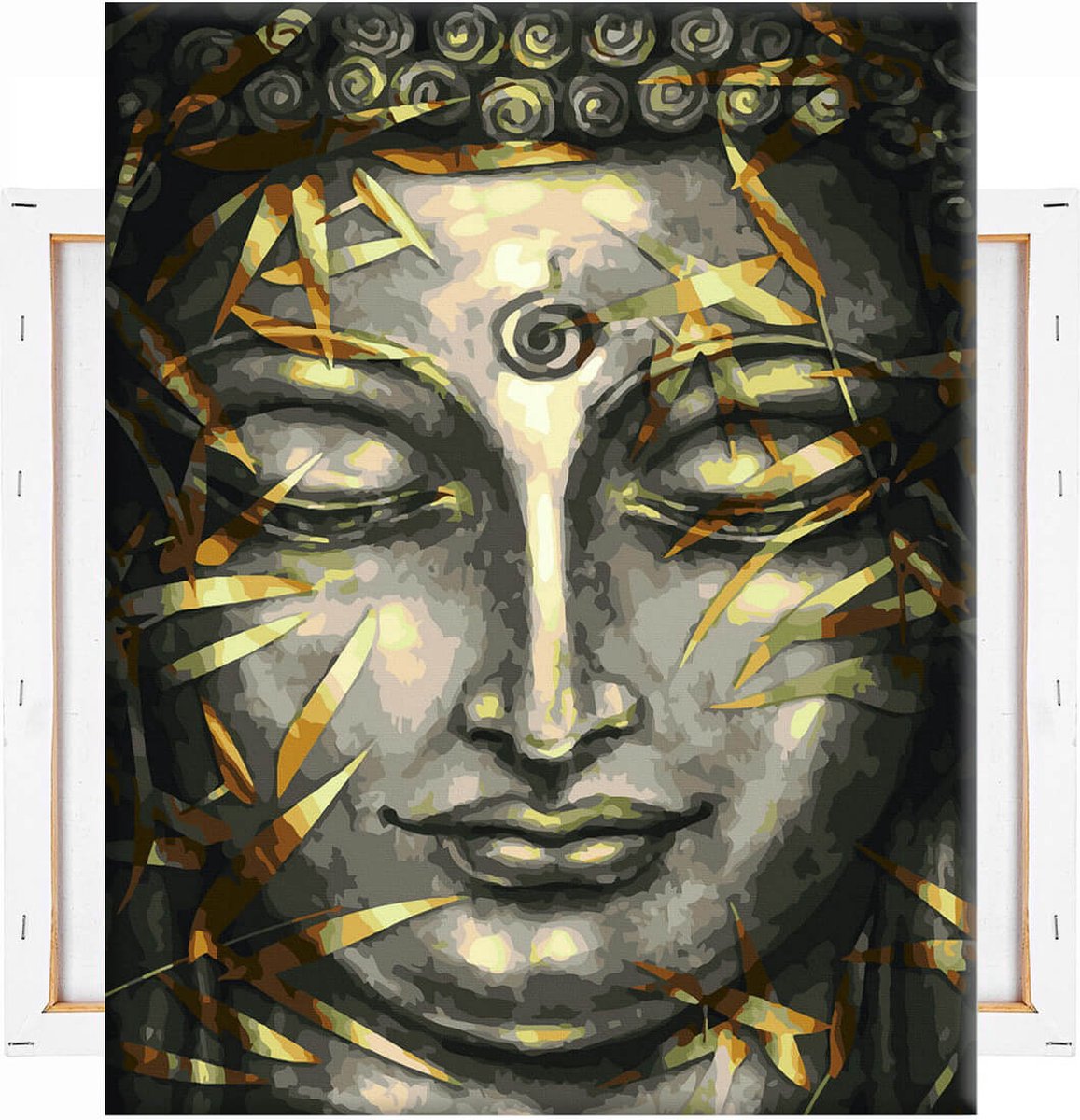 Schilderen Op Nummer Volwassenen DIY Paint By Number Metallic Goud Compleet Hobby Pakket op Frame met Vernis - ®Arty Bee - Gouden Boeddha 40x50cm — afbeelding 9