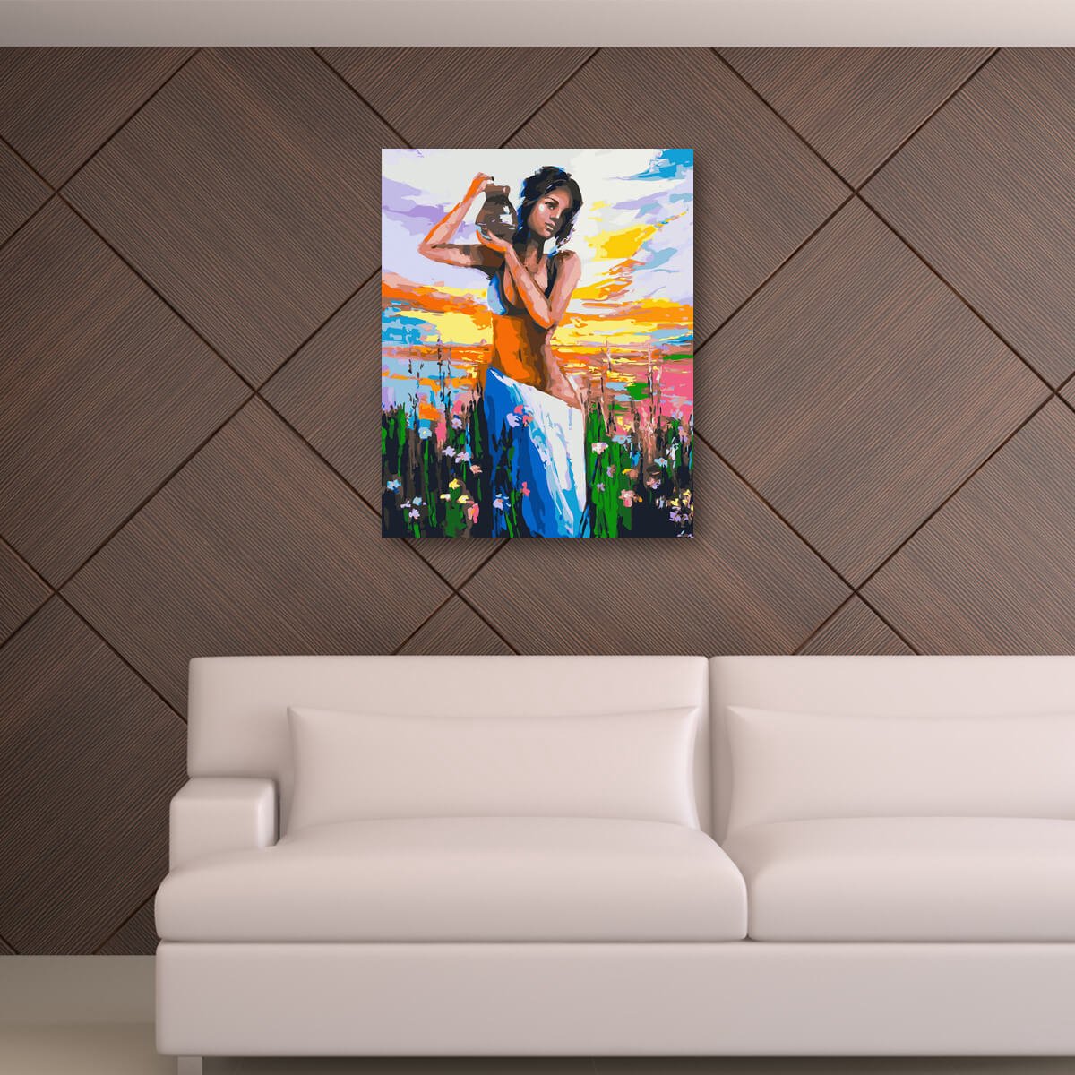 Schilderen Op Nummer Volwassenen DIY Paint By Number Compleet Hobby Pakket op Frame met Vernis - ®Arty Bee - Lady in Paradise 40x50cm — afbeelding 3