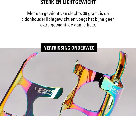 Lezyne CNC Flessen Kooi - Flessenhouder - Flessenhouder voor fietsen - Geschikt voor mountainbikes - Aluminium - Neo Metalic — afbeelding 4