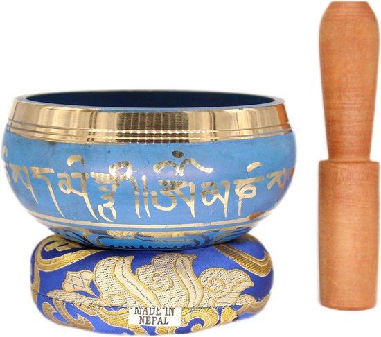 Originele Tibetaanse klankschaal op sokkel - handgemaakt in Nepal - genezing bewustzijn meditatie singing bowl set van Asian Import. — afbeelding 2