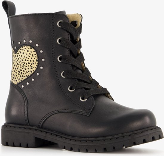 TwoDay leren meisjes veterboots zwart Maat 24 bol
