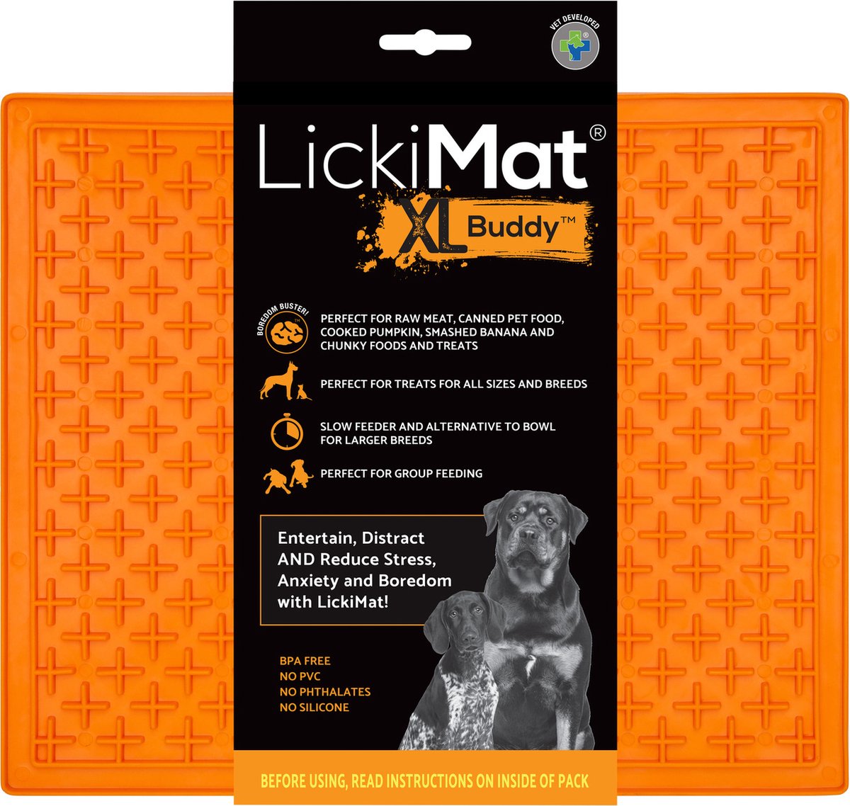 Bol.com Lickimat Buddy Treat - Slowfeeder Voermat Oranje - Hondenvoerbak - 30x25 cm aanbieding