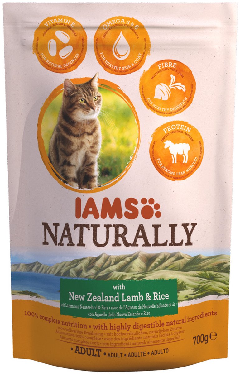 IAMS Naturally Kat Adult New Sealand Lam&Rijst 700 gr