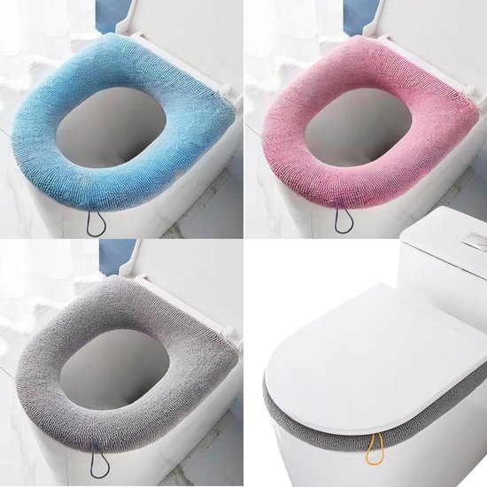 Foto: 6 stuks universele toiletbril hoes roze grijs blauw heerlijk warme zachte toiletbril wc bril cover toilet cover toiletbril hoes duurzaam toiletbril toiletbril cover warme wc hoes brilhoes verwarmde toiletzitting wasbaar