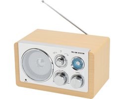 Denver Draagbare FM Radio - Retro - Werkt op batterijen of netstroom - Keukenradio - AM - FM - TR63 - Hout