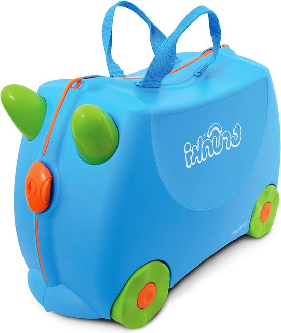 Trunki Ride-On kinderkoffer op wieltjes en handbagage, Rex de Dinosaur ( Groen), 46 cm