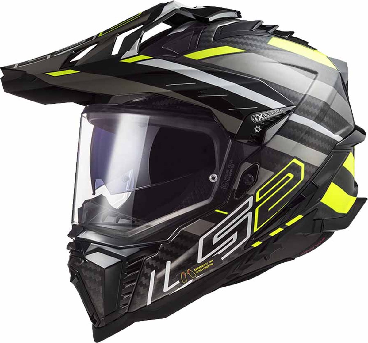 LS2 Helm Explorer Edge MX701 zwart / fluor geel maat M