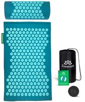 Zenmat Spijkermat met Kussen - Acupressuur Mat incl. Triggerpoint Massagebal en Draagtas - Shakti Massage - 66x40 cm - Blauw