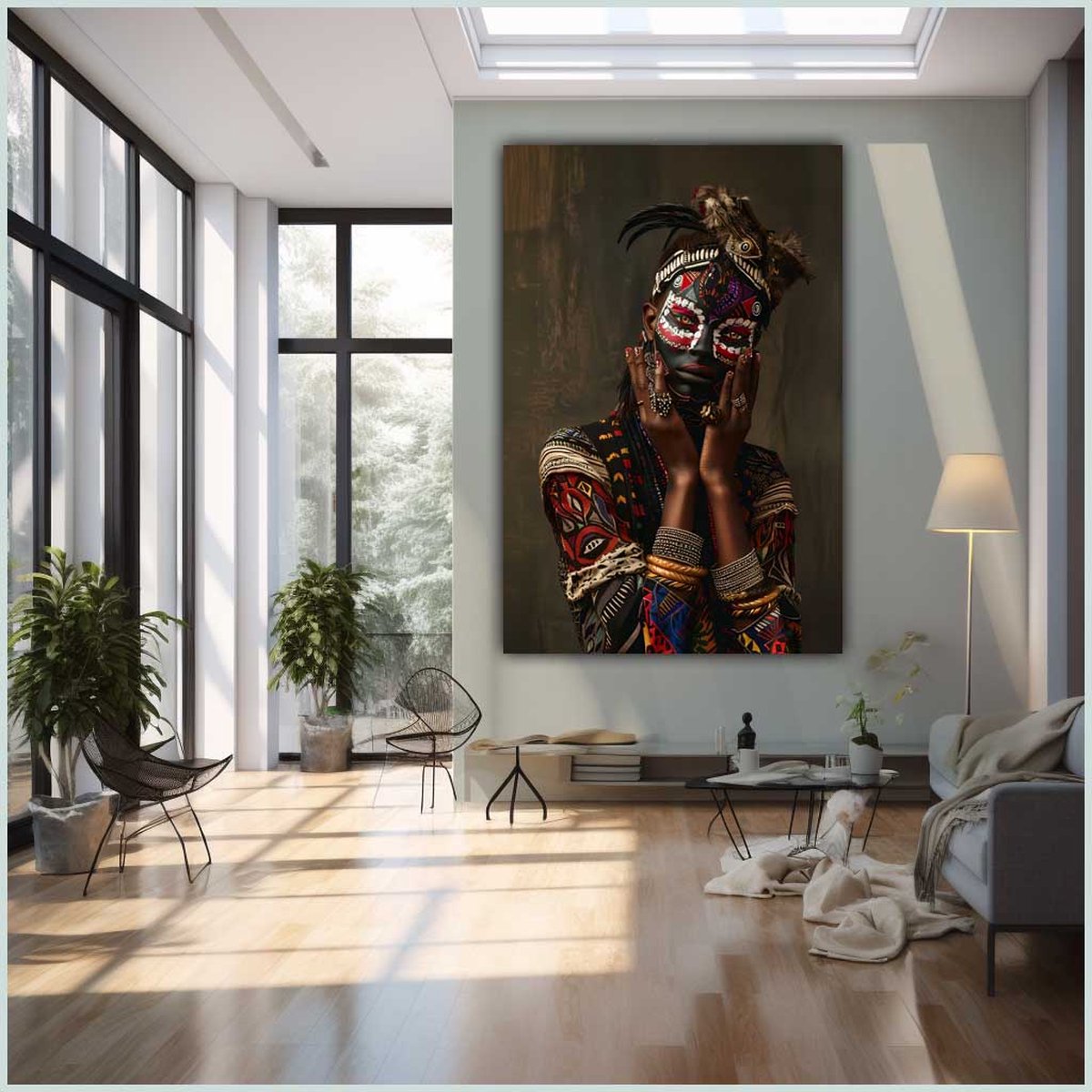 Canvas schilderij - Canvas - Staand - 50 x 70 cm - Portret - Mens - Vrouw - Afrika - Bijzonder - Wanddecoratie - Muurdecoratie woonkamer - Uniek - Exclusief -Picturetopicture