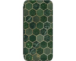Casimoda® bookcase - Geschikt voor Samsung Galaxy S23 FE - Hoesje met pasjeshouder - Green Cubes - Groen - Kunstleer