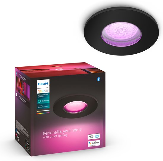 Philips Hue Xamento badkamer inbouwspot White and Color - Zwart - Rond