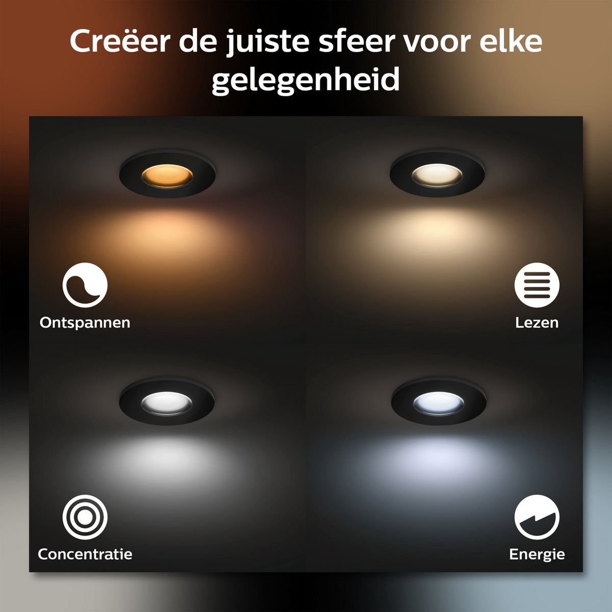Philips Hue Xamento badkamerinbouwspot - wit en gekleurd licht - 3-pack - zwart - rond — afbeelding 5
