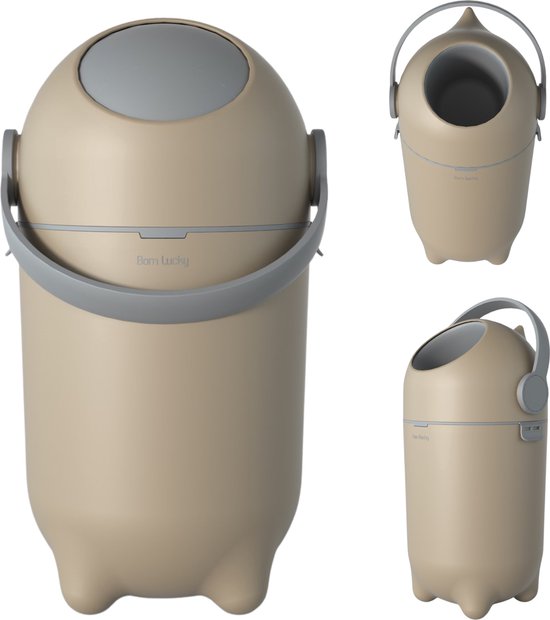 Seau à couches Born Lucky avec système anti Geur - Jusqu'à 25 Couches (15 L) - Beige