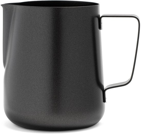 Melkkannetje Opschuim - 350ml - Essentials – Zwart – RVS – Melkopschuimkan – Melkkan – Espressomachine - Barista Essentials