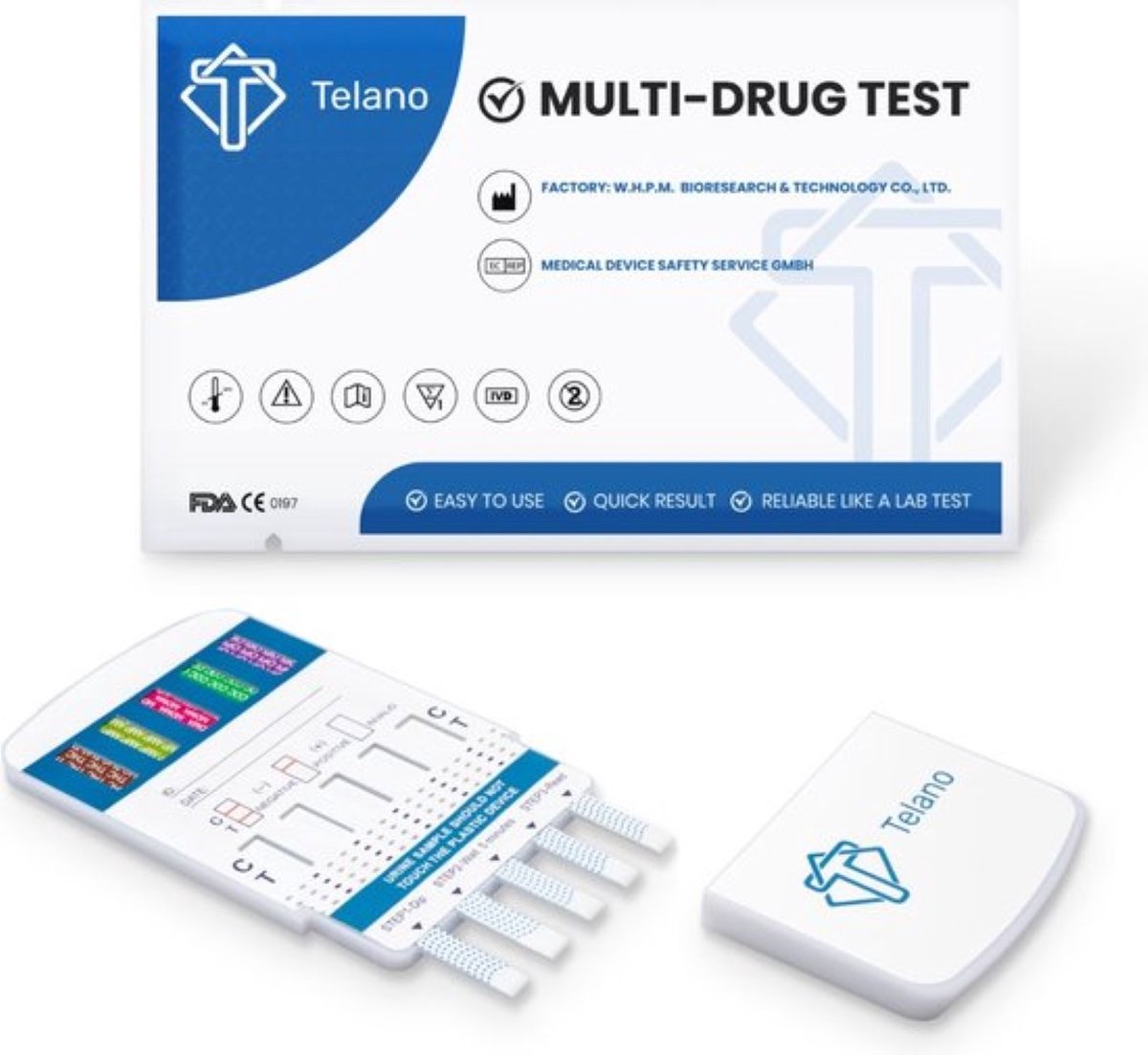 Goedkoopste 20 stuks Telano Multidrugstest 5 - Urine Drugstest test op 5 soorten Drugs - Cocaine Cannabis Amphetaminen Ecstasy Heroïne