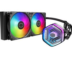 Cooler Master MASTERLIQUID 240 ATMOS - Processeur système de refroidissement liquide - taille du radiateur : 240 mm - pour Intel LGA 115x, 1200, 1700 - AMD AM5, AM4 - 2x ventilateurs Sickleflow Edge 120 ARGB - Aluminium - noir
