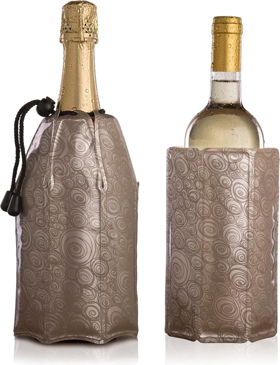 Actieve Koeler Wijn- en Champagnefleskoeler - Siliconen Wijnkoeler - Platina