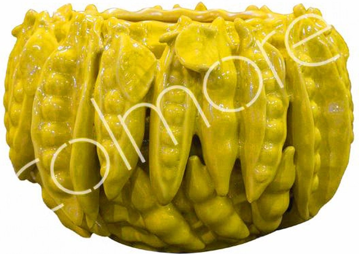 Colmore by Diga keramieken vaas met erwten in het geel 24 x 23 x 15 cm