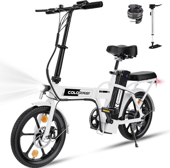 Colorway Elektrische Fiets BK5 - Trendy 16 Inch City Commuter EBike met Afneembare 36V 8.4Ah Lithium Batterij - Opvouwbaar E-Bike met 250W Motor - IP54 Waterproof