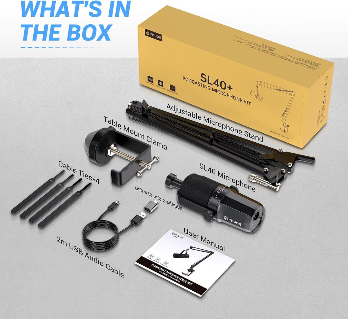 FDUCE SL40X Dynamisches XLR-Mikrofon für Gesangsaufnahmen, Podcasting, Spiele, Live-Streaming und -Rundfunk, Ganzmetall-Mikrofon mit Nierencharakteristik, Sprachisolationstechnologie – Schwarz FDUCE SL40X Dynamisches XLR-Mikrofon für Gesangsaufnahmen, Podcasting, Spiele, Live-Streaming und -Rundfunk, Ganzmetall-Mikrofon mit Nierencharakteristik, Sprachisolationstechnologie – Schwarz