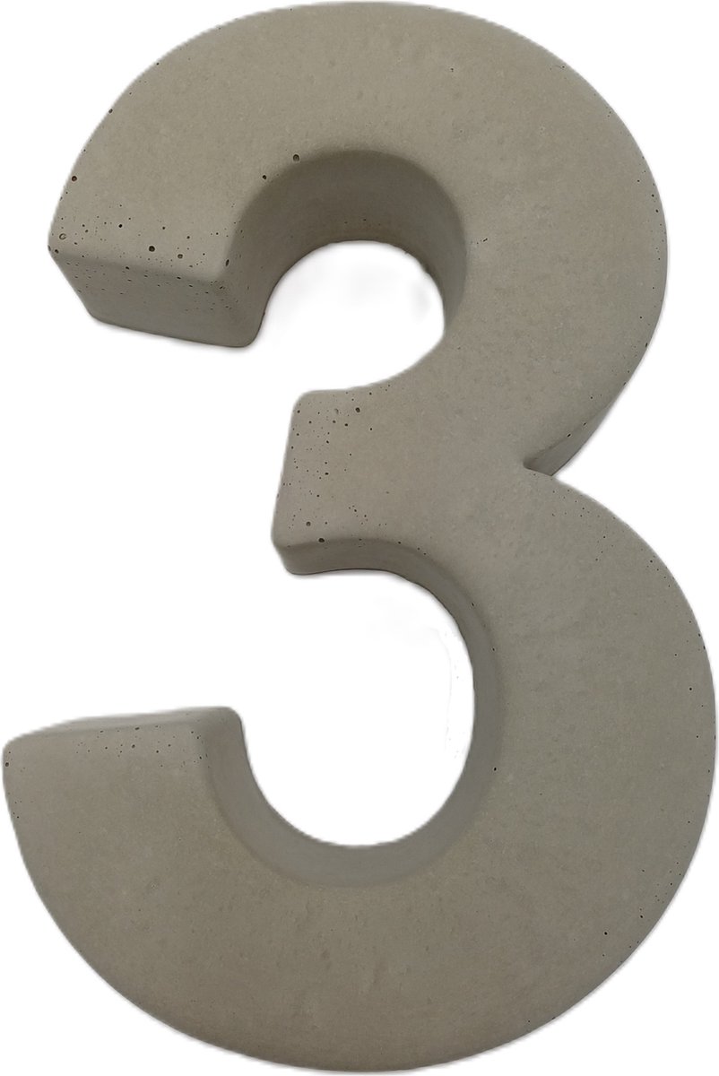Betonnen huisnummer 20cm hoog cijfer 3