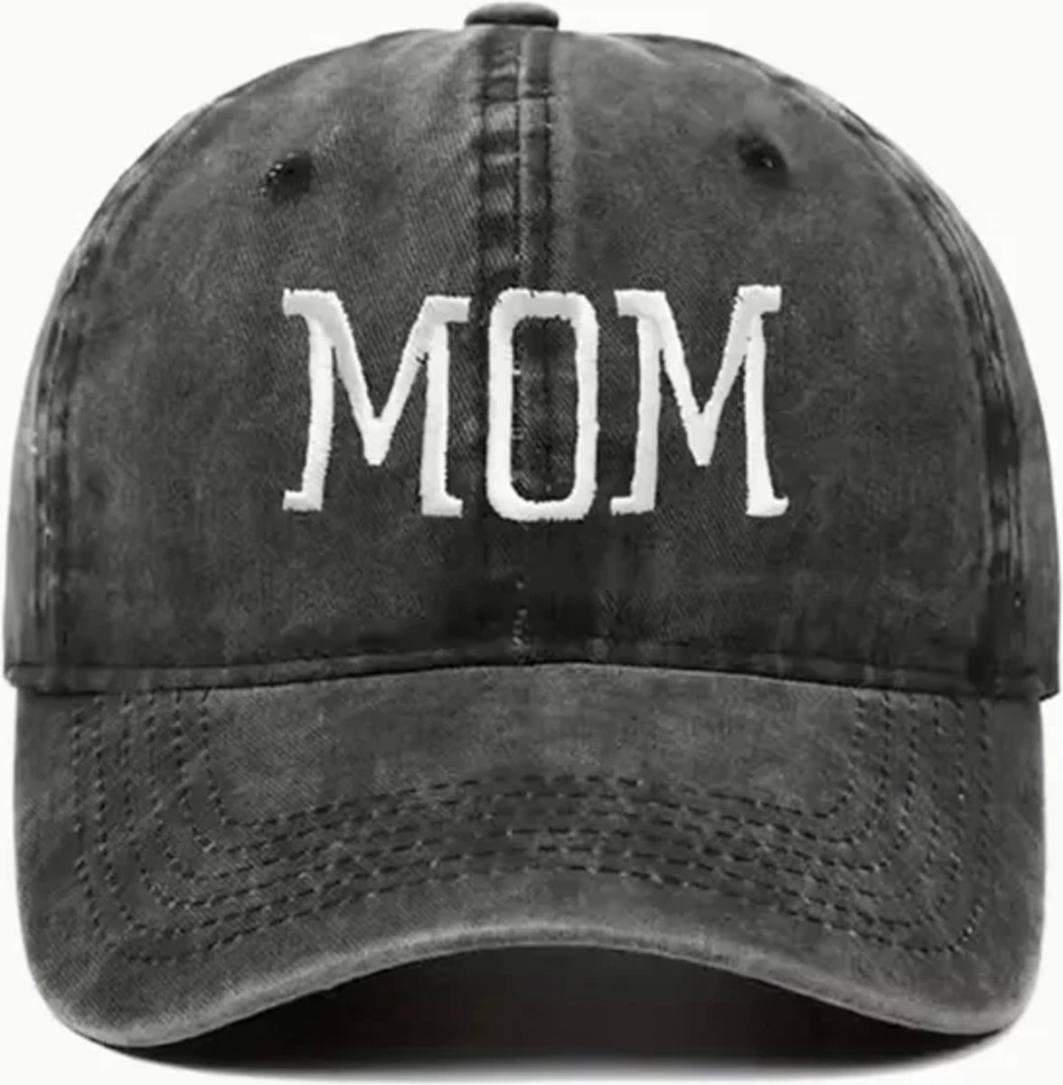Cap Mom antraciet met geborduurde tekst - cap - mom - antraciet - babyshower - genderrveal - zwanger - geboorte - baby - pet - feest - party