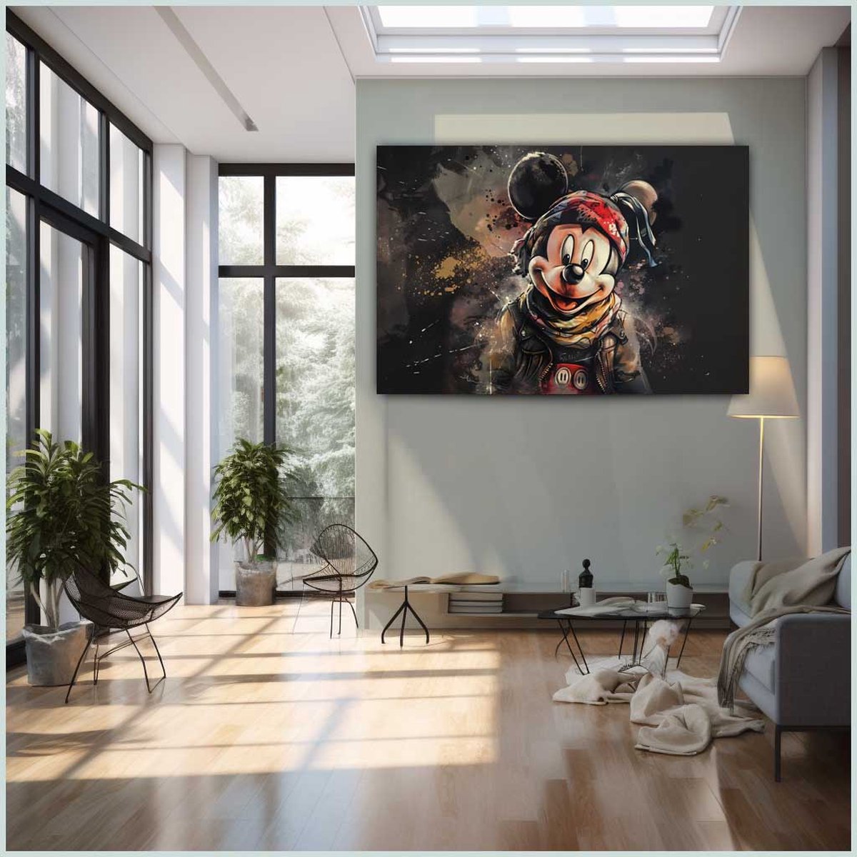 Canvas schilderij - Canvas - Staand - 50 x 70 cm - Portret - Mickey - Bandage - Modern - Wanddecoratie - Muurdecoratie woonkamer - Uniek - Exclusief -Picturetopicture